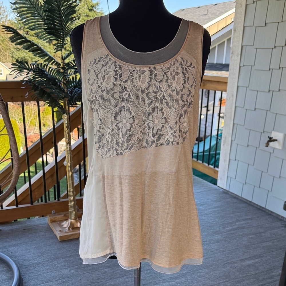 SimplyVera Vera Wang | Lace / Mesh / Satin Blend Tank Top